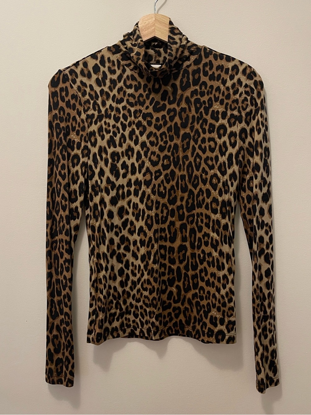 H&M Leopard Print Long Sleeve Turtleneck - Brown & Black